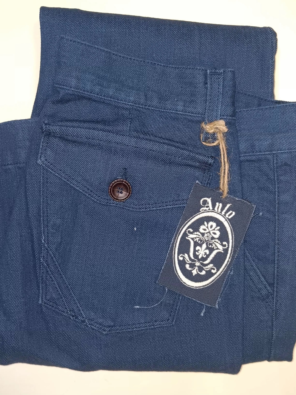Anlo Women's Navy Flair Jeans with Buttoned Pocket